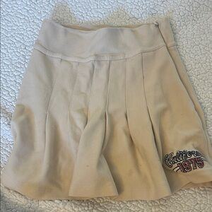 Zara Tan Skater Skirt with Embroidered Detail